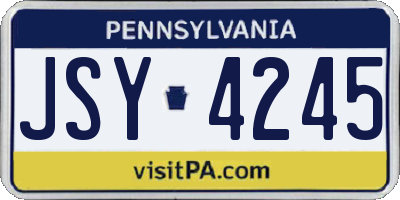 PA license plate JSY4245