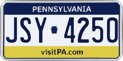 PA license plate JSY4250