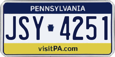 PA license plate JSY4251