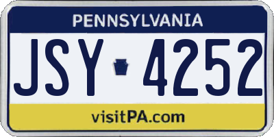 PA license plate JSY4252