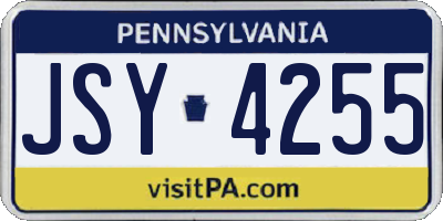 PA license plate JSY4255