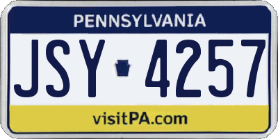PA license plate JSY4257