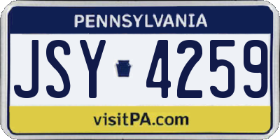 PA license plate JSY4259