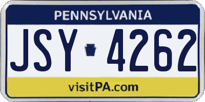 PA license plate JSY4262