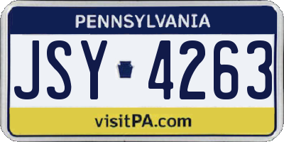 PA license plate JSY4263