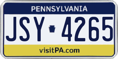 PA license plate JSY4265