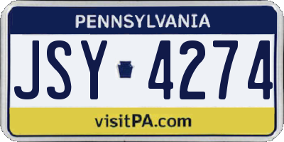 PA license plate JSY4274