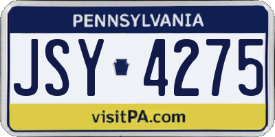 PA license plate JSY4275
