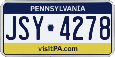 PA license plate JSY4278