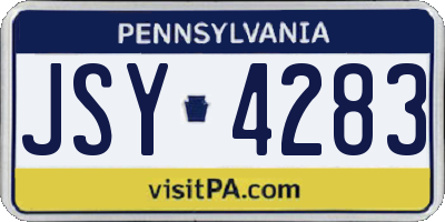 PA license plate JSY4283
