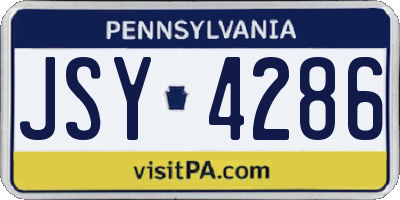 PA license plate JSY4286