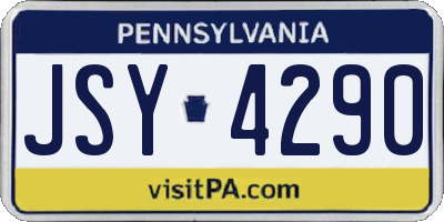 PA license plate JSY4290