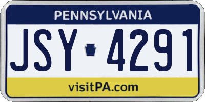 PA license plate JSY4291