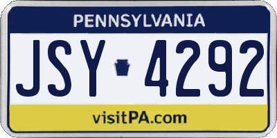 PA license plate JSY4292