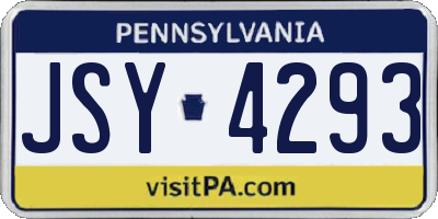 PA license plate JSY4293
