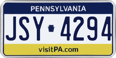 PA license plate JSY4294