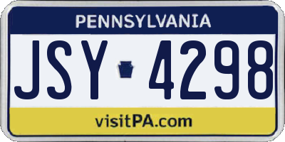 PA license plate JSY4298