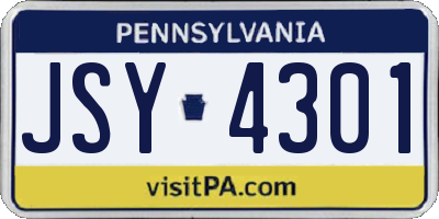 PA license plate JSY4301