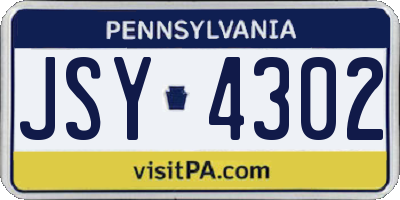 PA license plate JSY4302