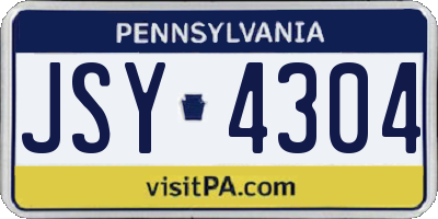 PA license plate JSY4304