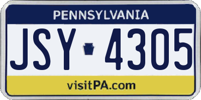 PA license plate JSY4305