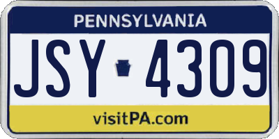 PA license plate JSY4309