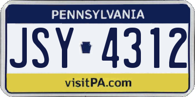 PA license plate JSY4312