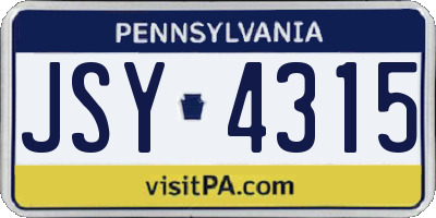 PA license plate JSY4315