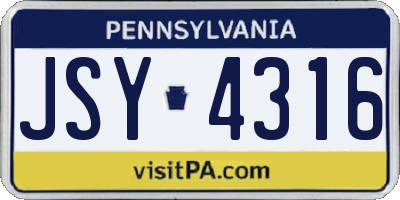 PA license plate JSY4316