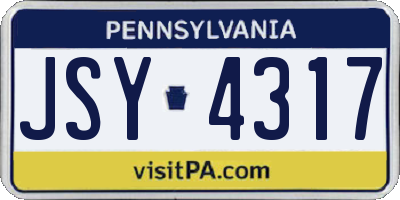 PA license plate JSY4317