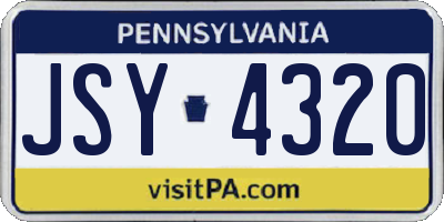 PA license plate JSY4320