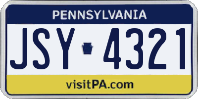 PA license plate JSY4321