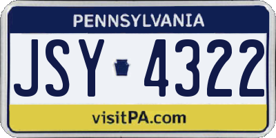PA license plate JSY4322