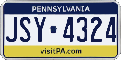 PA license plate JSY4324