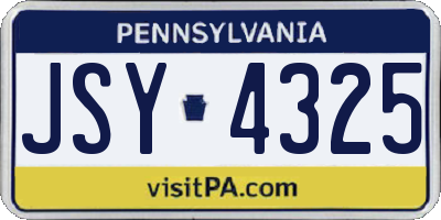 PA license plate JSY4325