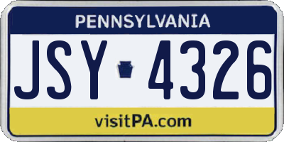 PA license plate JSY4326