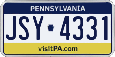 PA license plate JSY4331