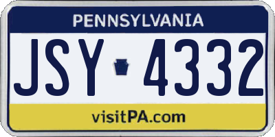 PA license plate JSY4332