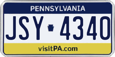 PA license plate JSY4340