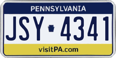 PA license plate JSY4341