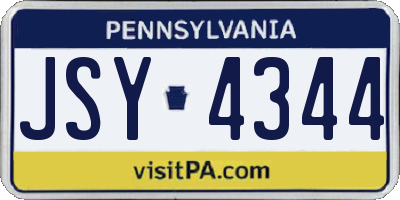 PA license plate JSY4344