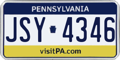 PA license plate JSY4346