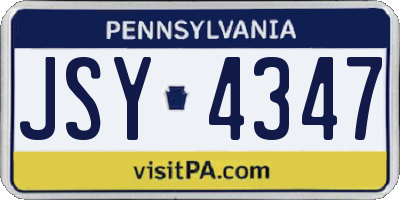 PA license plate JSY4347