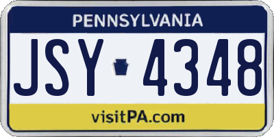 PA license plate JSY4348