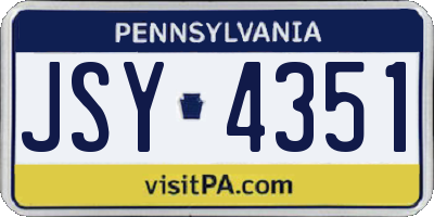 PA license plate JSY4351
