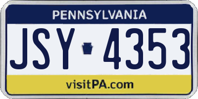 PA license plate JSY4353