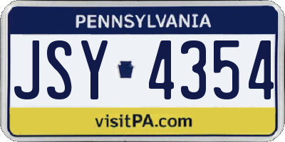 PA license plate JSY4354