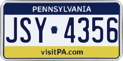 PA license plate JSY4356