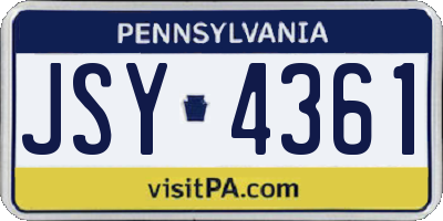 PA license plate JSY4361