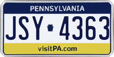 PA license plate JSY4363